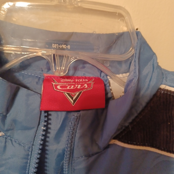 Disney Pixlar Cars Lighting McQueen Blue Puff Vest Jacket Kids Children - Picture 3 of 6